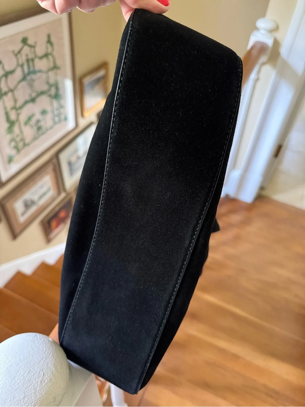 J.Crew - Berkeley Black Suede Chainlink Shoulder Hobo Bag w/ Gold Hardware